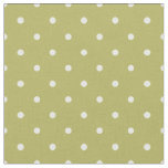 Olive Green Fabric With White Polka Dots Spots