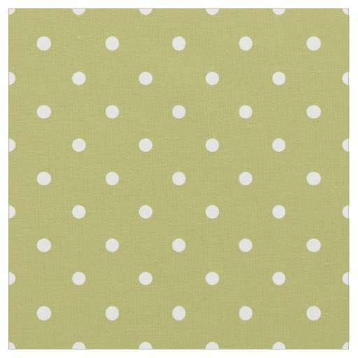 Olive Green Fabric With White Polka Dots Spots