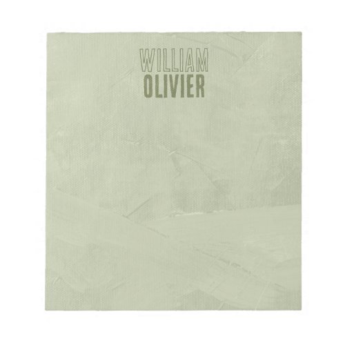 Olive Green Faint Paint Brush Texture Add Name Notepad