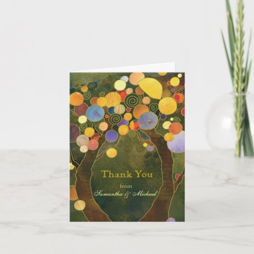 Olive Green Fall Love Trees Wedding Thank You