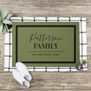 Olive Green Family Monogram Doormat