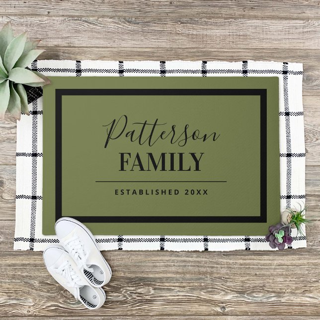 Olive Green Family Monogram Doormat (Creator Uploaded)