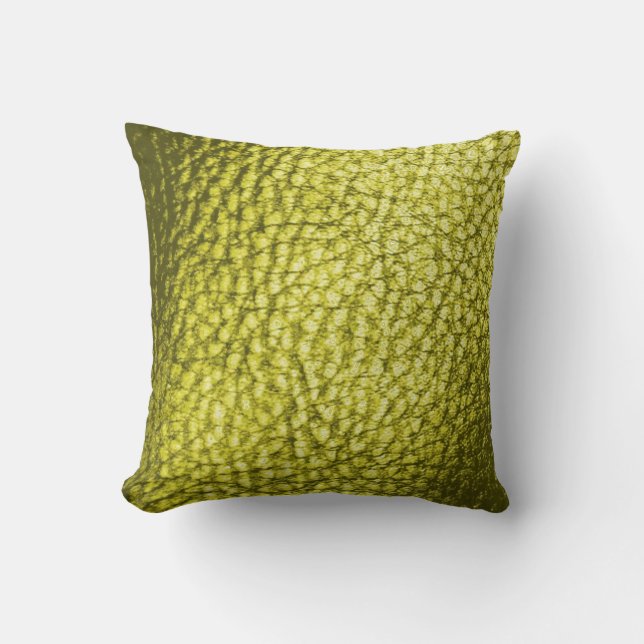 Olive Green Faux Leather New Throw Pillow (Front)