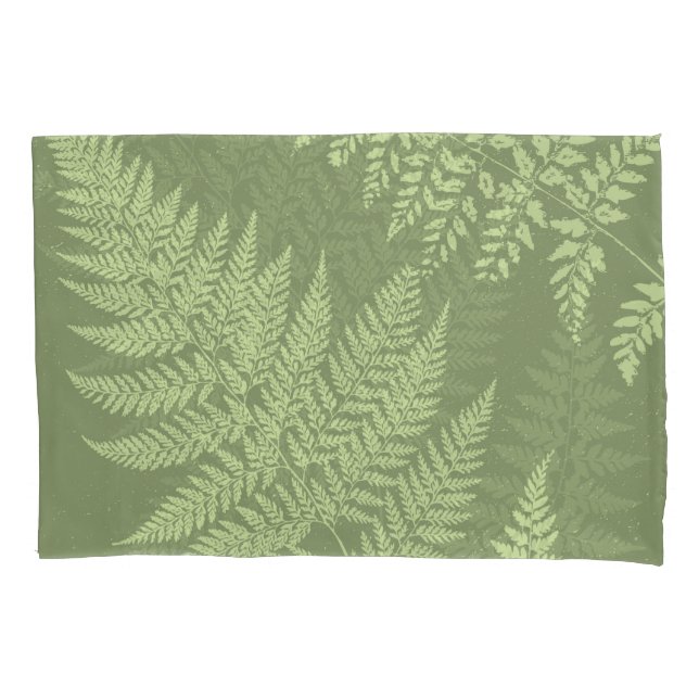 Olive green fern pillow case (Front)