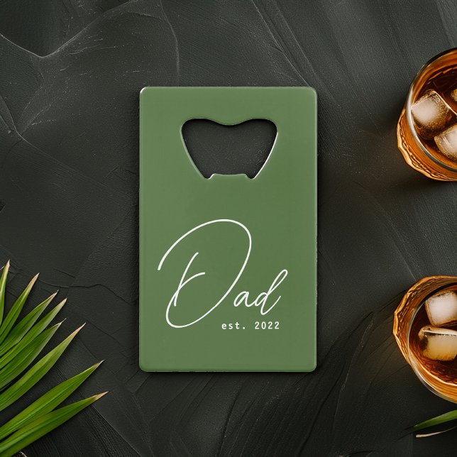 Olive Green First Father's Day Photo Credit Card Bottle Opener (Creator Uploaded)