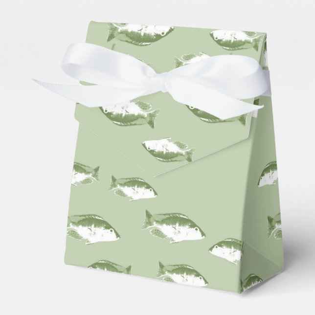 Olive green fish favor boxes (Front Side)
