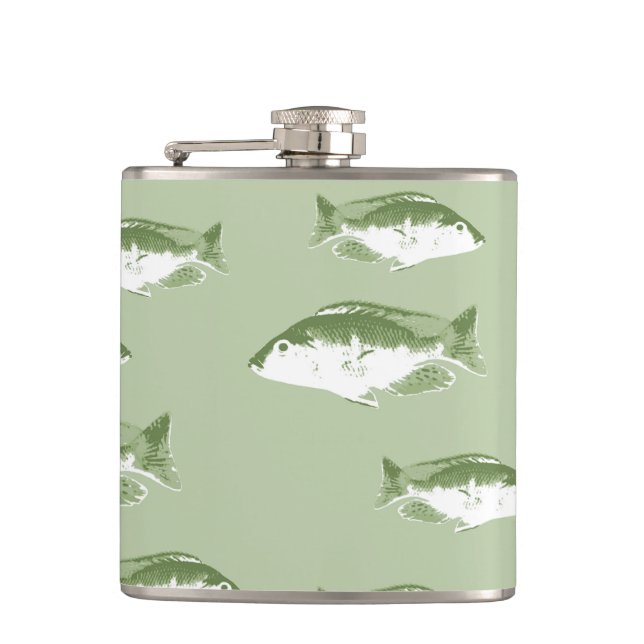 Olive green fish flask (Front)
