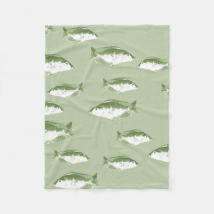 Olive green fish fleece blanket