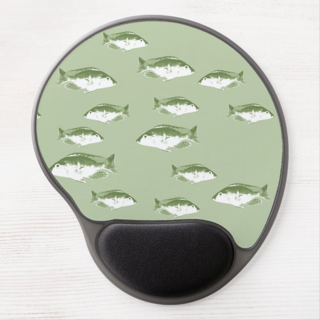 Olive green fish gel mouse pad (Front)