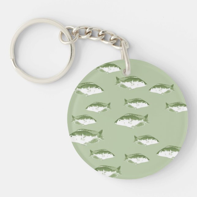 Olive green fish keychain (Front)