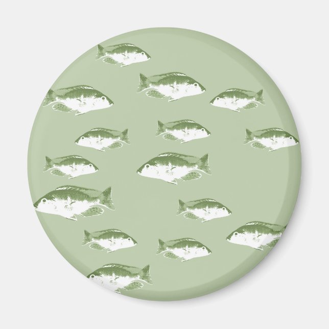 Olive green fish magnet (Front)