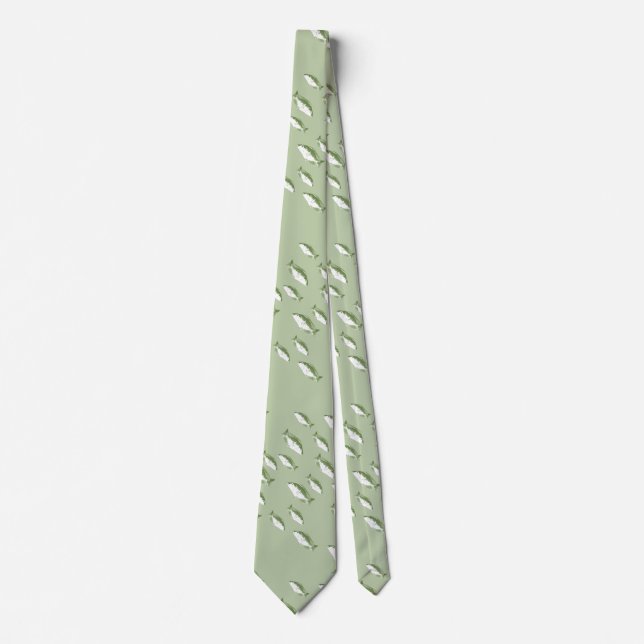 Olive green fish neck tie (Front)