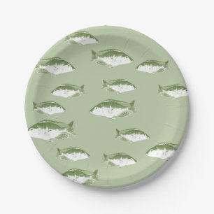 Olive green fish paper plates