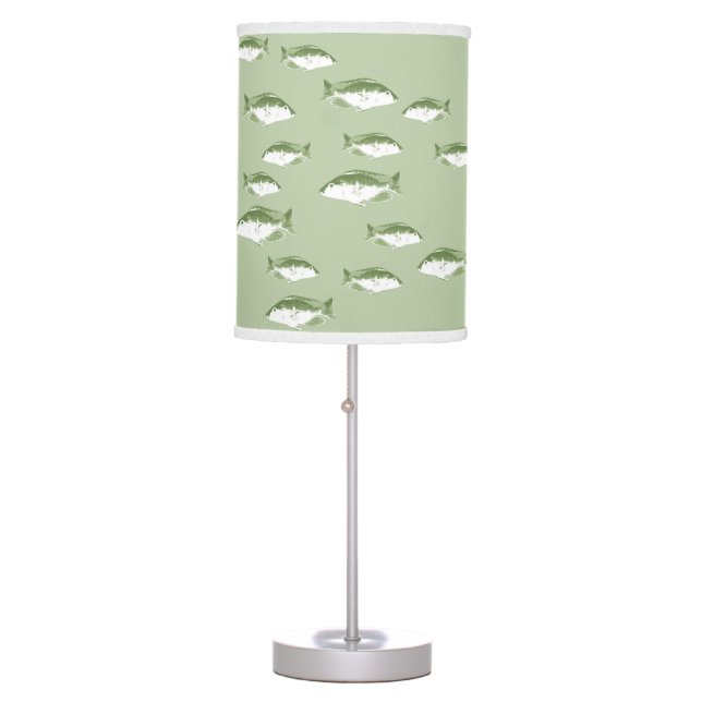 Olive green fish table lamp (Front)