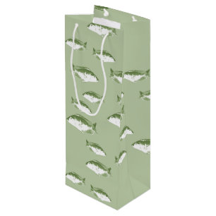 Olive green fish wine gift bag
