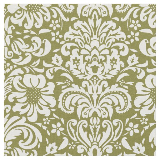 Olive Green Floral Damask Fabric Zazzle