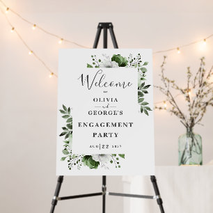 Olive Green Floral Engagement Party Welcome Sign