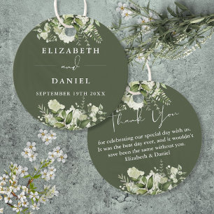 Olive Green Floral Greenery Thank You Wedding Favor Tags