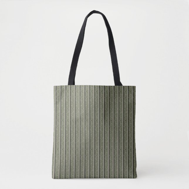 Olive Green Floral Stripe Tote Bag (Front)