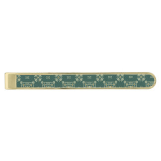 Olive Green Floral Tatreez Henna Thobe Dress Gold Finish Tie Bar