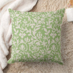 Olive Green Floral Vines Pattern Throw Pillow at Zazzle