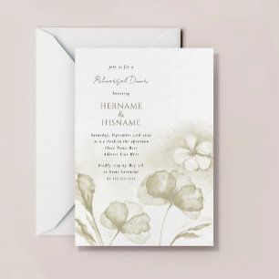 Olive Green Floral Watercolor Rehearsal Dinner Invitation