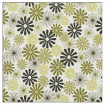 Olive green flowers 1960-x style fabric