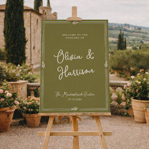 Olive Green Formal Wedding Welcome Sign