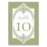 Olive Green French Flourish Frame Wedding Table Number