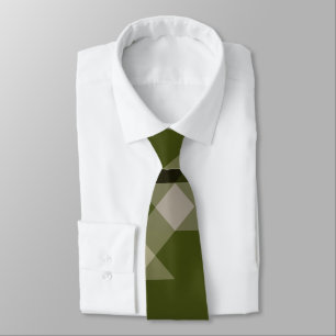 olive green geometric pattern neck tie