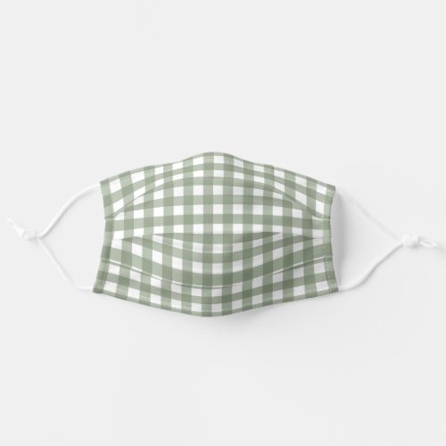 Olive Green Gingham Check Adult Cloth Face Mask