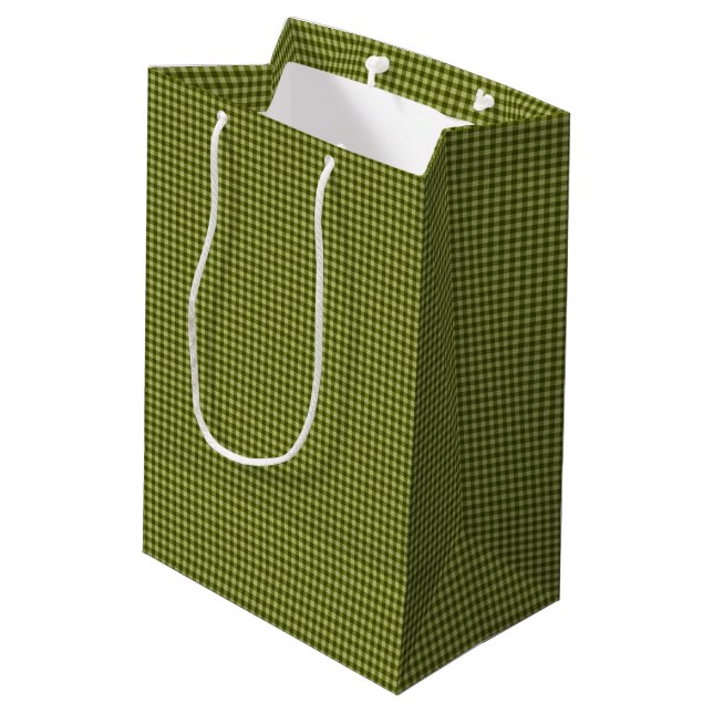 Olive Green Gingham-GIFT BAG M (Back Angled)