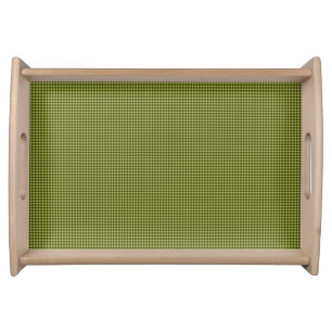 Olive Green Gingham-WOODEN SERVING TRAY