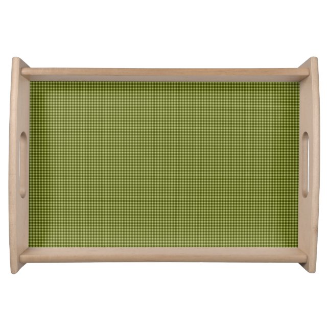 Olive Green Gingham-WOODEN SERVING TRAY (Front)