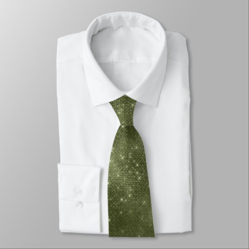 Olive Green Glitter Neck Tie