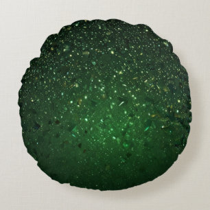 Olive Green Glitter Round Pillow