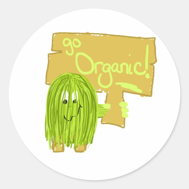 Olive Green Go Organic Classic Round Sticker (Front)