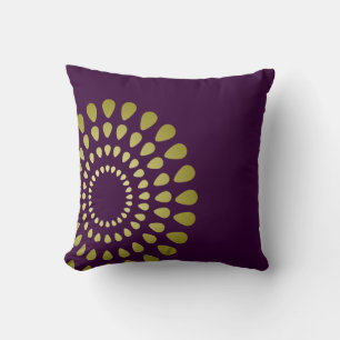 Olive Green Gold Abstract Floral Art Throw Pillow