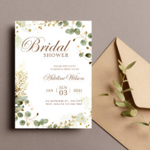 Olive Green & Gold Botanical Bridal Shower Invitat