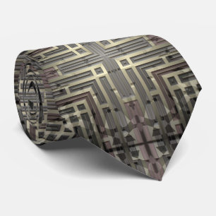 Olive Green Gold Metalic Pattern Neck Tie