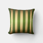 Olive Green Gold Stripes Pattern Throw Pillow at Zazzle