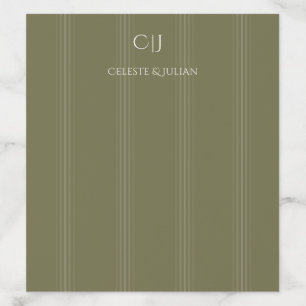 Olive Green Gradient Stripes Wedding Envelope Liner