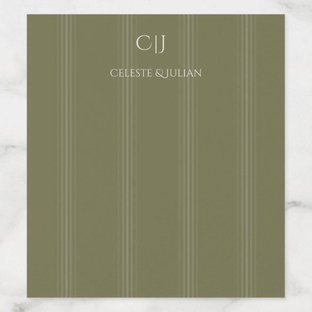 Olive Green Gradient Stripes Wedding Envelope Liner (Design)