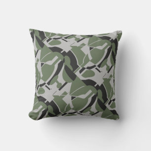 Olive Green Gray Black Diagonal Abstract Art Print Throw Pillow