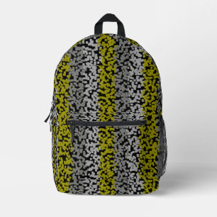 Olive green gray black digital pixelated stripes printed backpack