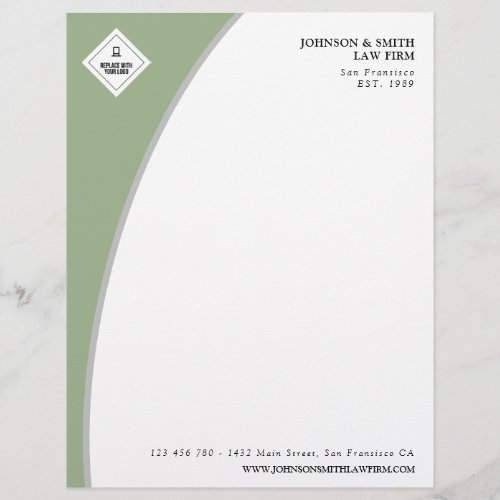 Olive Green  Gray Professional Add Your Logo Letterhead