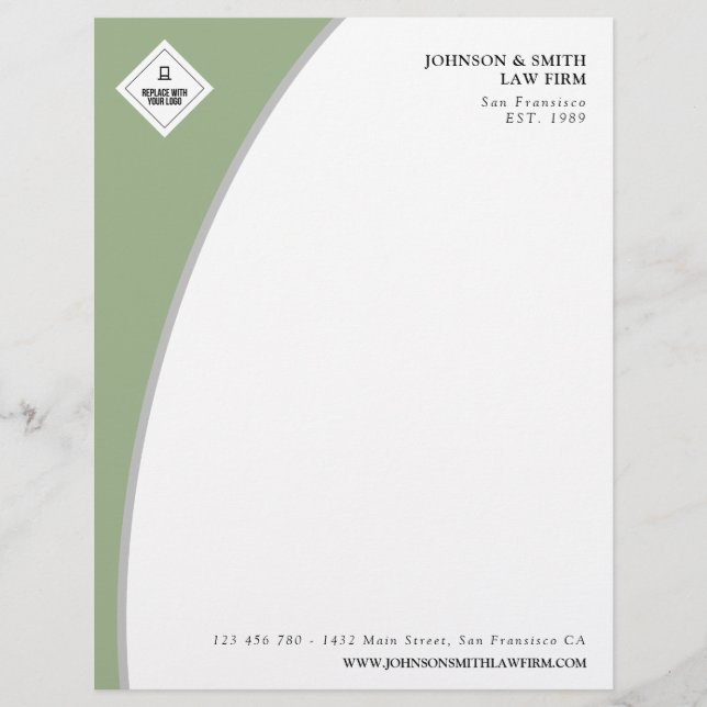 Olive Green & Gray Professional Add Your Logo Letterhead (Front)