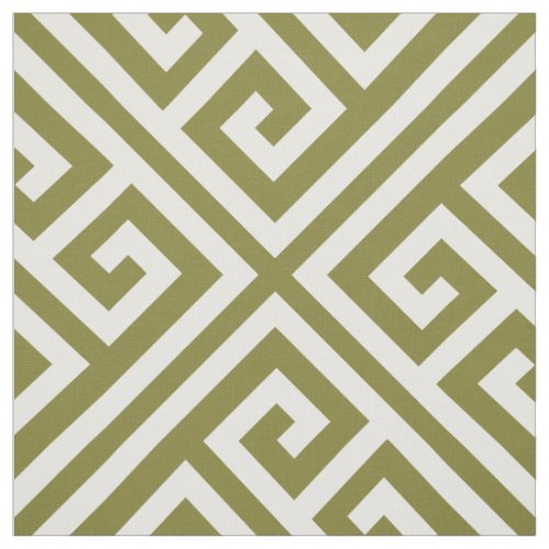 Olive Green Greek Key Large Scale Fabric