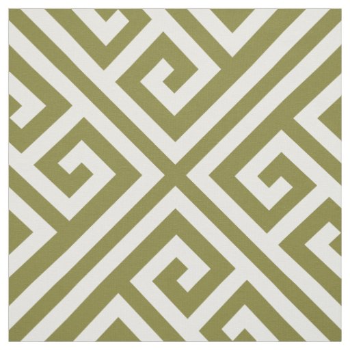 Olive Green Greek Key Large Scale Fabric