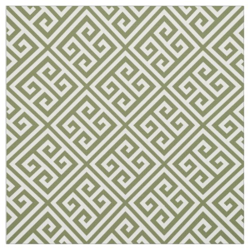 Olive Green Greek Key Pattern Fabric